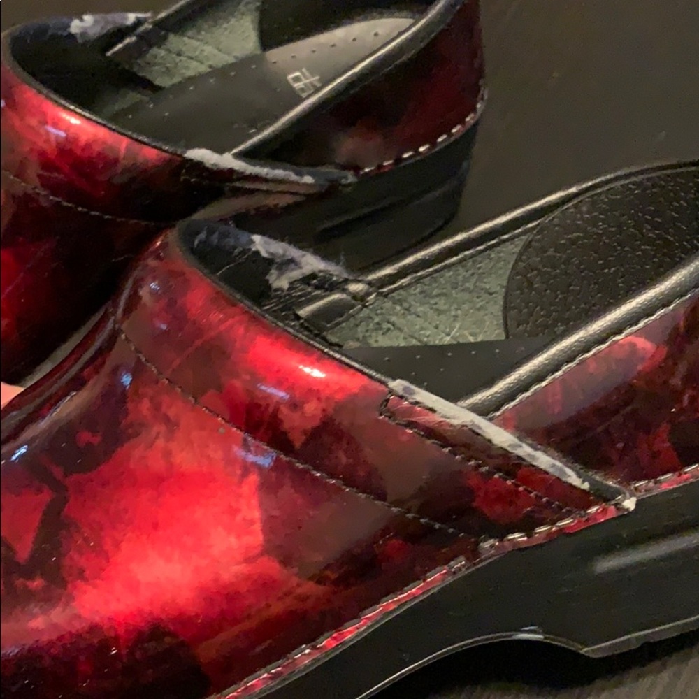Dansko Ruby Red Marble Clogs Size 37 - image 7